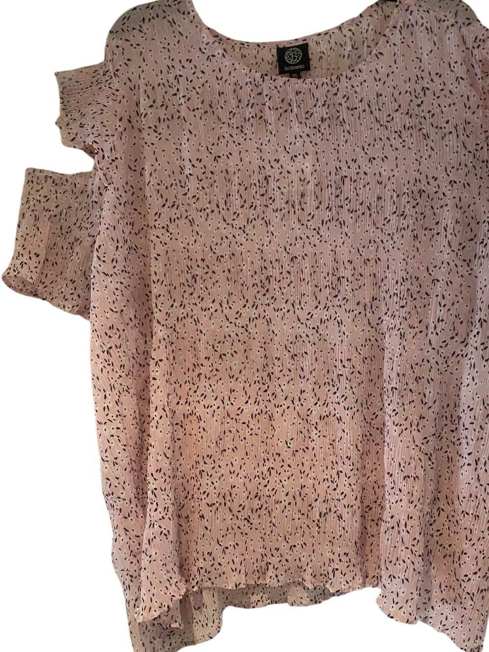 Womens Cold Shoulder Pink Patterned 3X New Top poly stretchy Bobeau brand